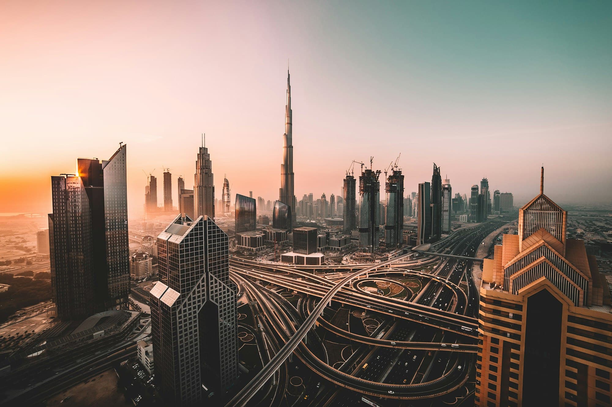 Golden-hour skyline of Dubai, United Arab Emirates